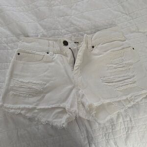 Billabong White Distressed Jean Shorts